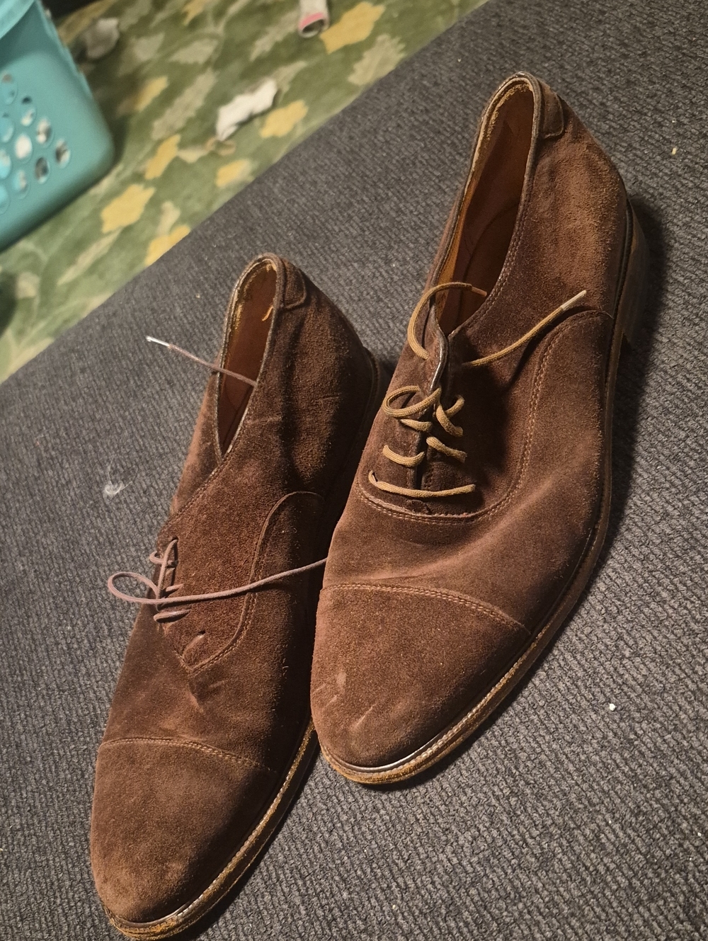 Men's Brown Suede Lace-Up Oxford Shoes